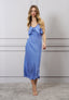 Vestito lungo in raso con fiore