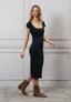 Vestito midi costine aderente