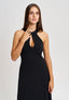 Vestito lungo con scollo a goccia - NERO
