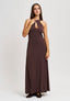 Vestito lungo con scollo a goccia - MARRONE
