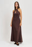 Vestito lungo con scollo a goccia - MARRONE