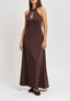 Vestito lungo con scollo a goccia - MARRONE