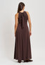 Vestito lungo con scollo a goccia - MARRONE