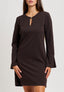 Vestito corto in tessuto scuba crepe - MARRONE