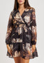 Vestito corto fantasia incrociato - NERO