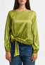 Blusa in raso con nodo - MILITARE