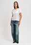 Blusa girocollo in raso - BIANCO