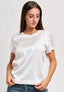 Blusa girocollo in raso - BIANCO