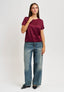 Blusa girocollo in raso - BORDEAUX