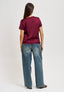 Blusa girocollo in raso - BORDEAUX