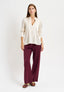 Blusa coreana in raso di viscosa - BEIGE