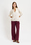 Blusa coreana in raso di viscosa - BEIGE