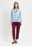 Blusa coreana in raso di viscosa - CELESTE