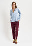 Blusa coreana in raso di viscosa - CELESTE