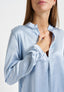Blusa coreana in raso di viscosa - CELESTE