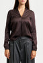 Blusa coreana in raso di viscosa - MARRONE