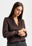 Blusa coreana in raso di viscosa - MARRONE