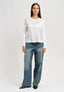 Blusa manica lunga in raso - BIANCO