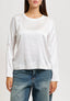 Blusa manica lunga in raso - BIANCO