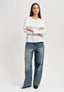 Blusa manica lunga in raso - BIANCO