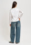 Blusa manica lunga in raso - BIANCO