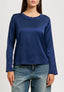 Blusa manica lunga in raso - BLU