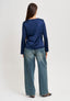 Blusa manica lunga in raso - BLU