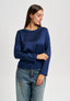 Blusa manica lunga in raso - BLU