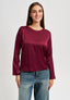 Blusa manica lunga in raso - BORDEAUX