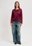 Blusa manica lunga in raso - BORDEAUX