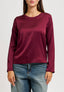 Blusa manica lunga in raso - BORDEAUX