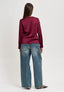 Blusa manica lunga in raso - BORDEAUX