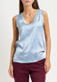 Blusa smanicata in raso di viscosa - AZZURRO