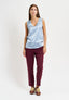 Blusa smanicata in raso di viscosa - AZZURRO