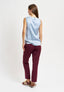 Blusa smanicata in raso di viscosa - AZZURRO
