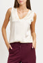 Blusa smanicata in raso di viscosa - AVORIO