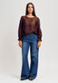 Blusa in tencell con volant ai polsi - MARRONE