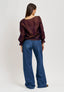 Blusa in tencell con volant ai polsi - MARRONE