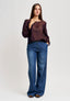 Blusa in tencell con volant ai polsi - MARRONE