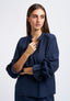 Viscose blouse with ruffle cuffs - BLUE