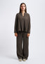 Blusa viscosa con faldone davanti - MILITARE
