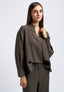 Blusa viscosa con faldone davanti - MILITARE