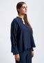 Blusa viscosa con faldone davanti - BLU