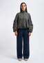 Blusa viscosa con faldone davanti - BLU