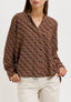 Blusa geometrica con faldone - MARRONE