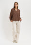 Blusa geometrica con faldone - MARRONE