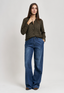 Blusa a pois con faldone davanti - MILITARE