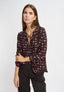 Blusa fantasia con arriccio e laccetti - MARRONE
