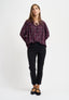 Blusa fantasia con arriccio e laccetti - BORDEAUX