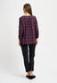 Blusa fantasia con arriccio e laccetti - BORDEAUX